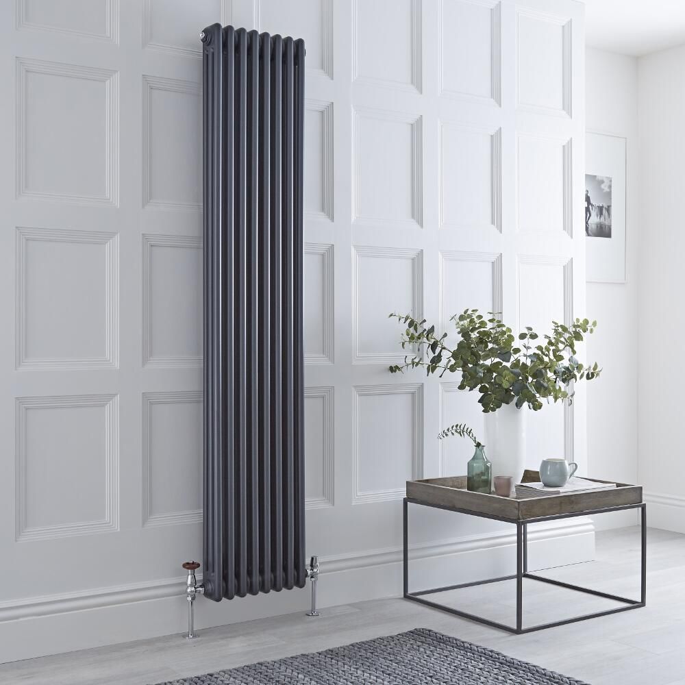 Milano Windsor - Anthracite Vertical Traditional Column Radiator - 1800mm x 380mm (Triple Column)