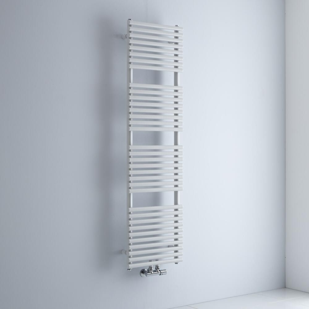 Milano Via - White Central Connection Bar on Bar Heated Towel Rail - 1520mm x 400mm