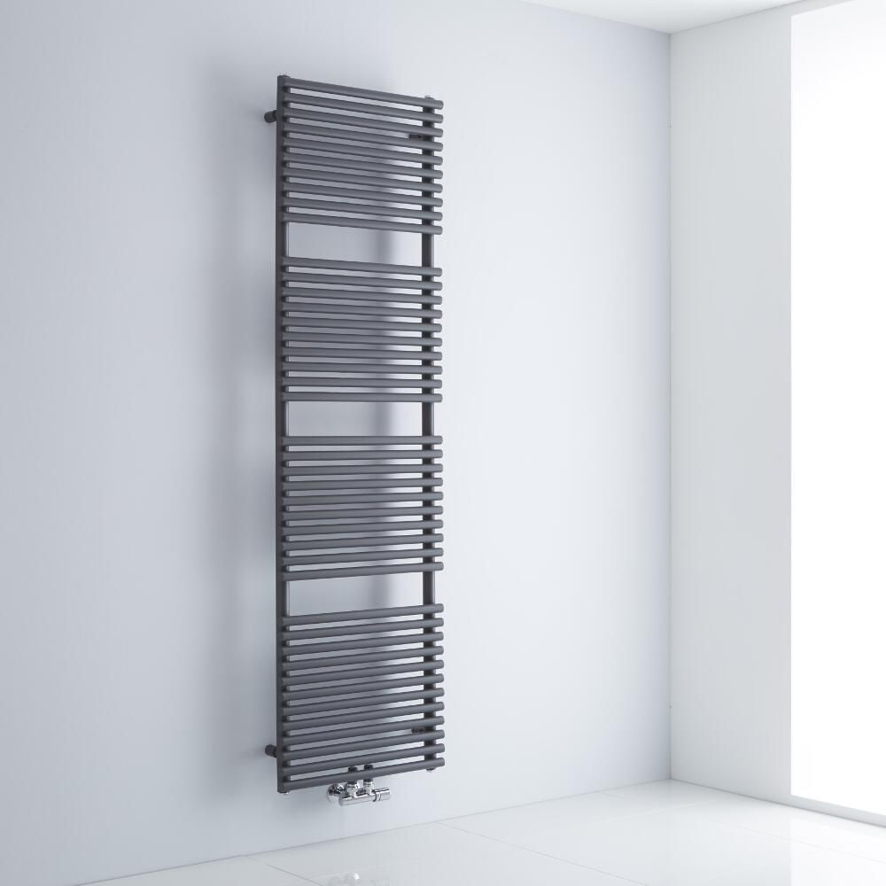 Milano Via - Anthracite Central Connection Bar on Bar Heated Towel Rail - 1823mm x 500mm