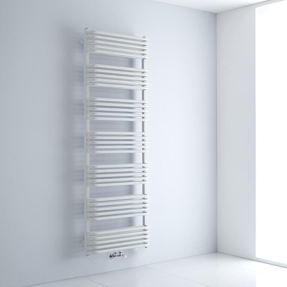 Milano Bow - White D-Bar Heated Towel Rail - 1800mm x 600mm
