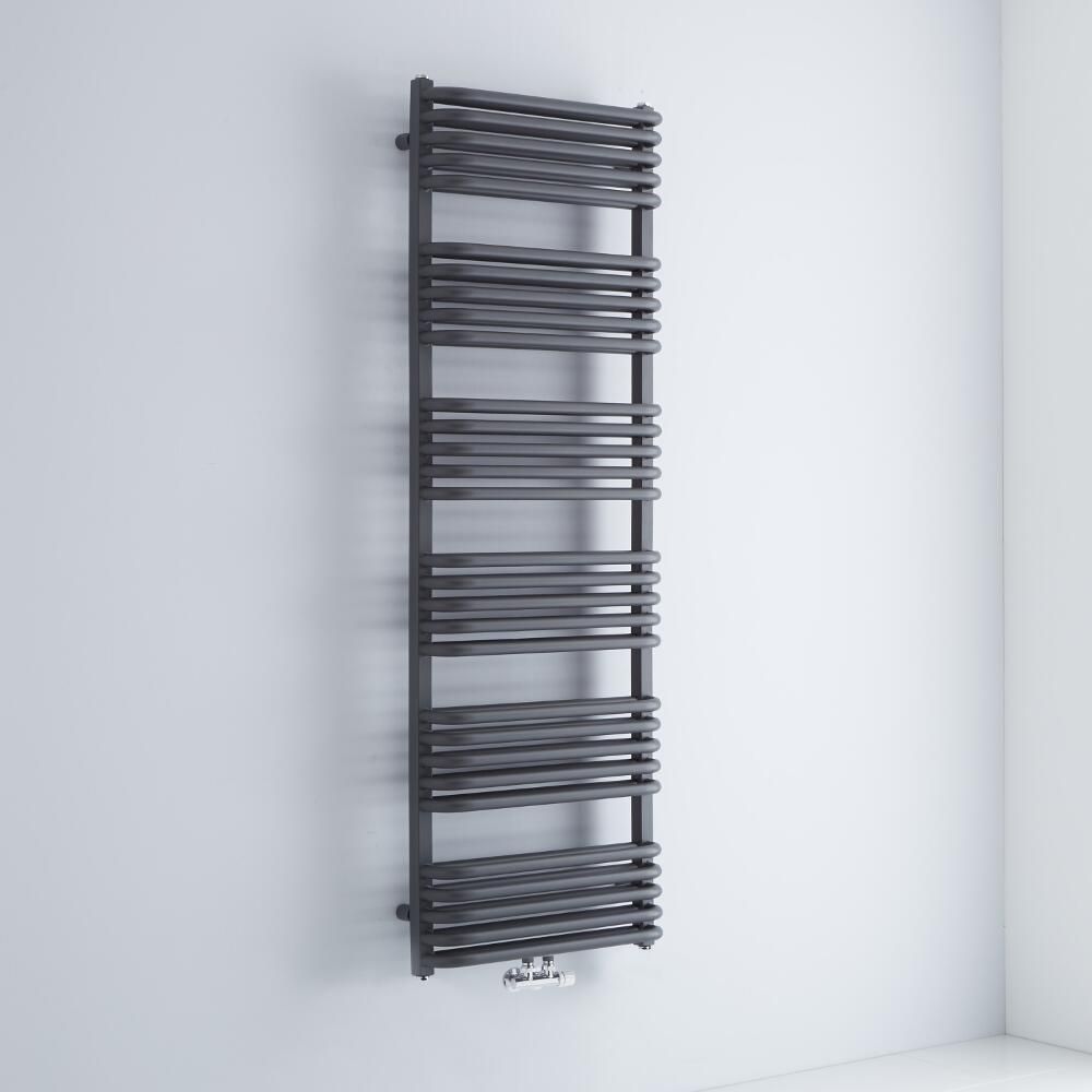 Milano Bow - Anthracite D-Bar Central Connection Heated Towel Rail - 1533mm x 500mm