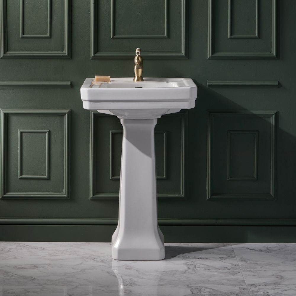 Milano Elizabeth - Traditional 545mm Basin with Full Pedestal - (1 Tap Hole)