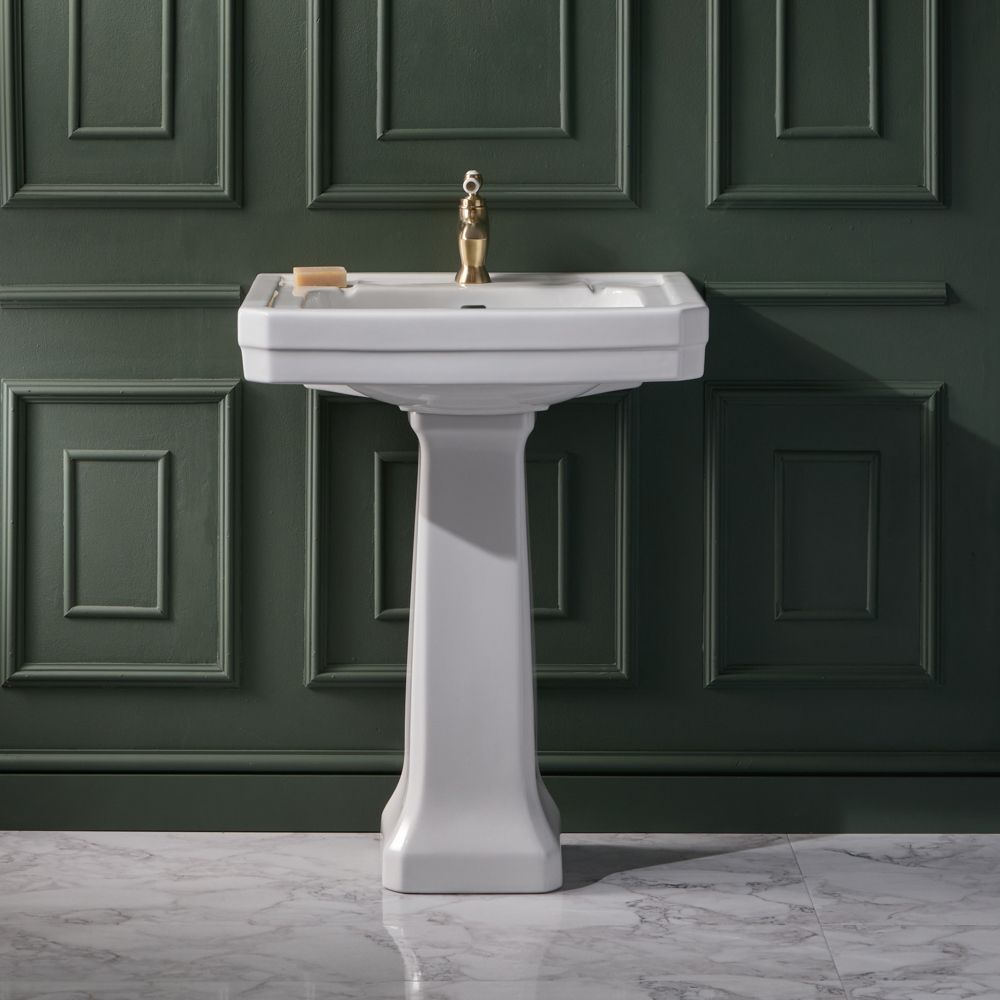 Milano Elizabeth - Traditional 645mm Basin with Full Pedestal - (1 Tap Hole)