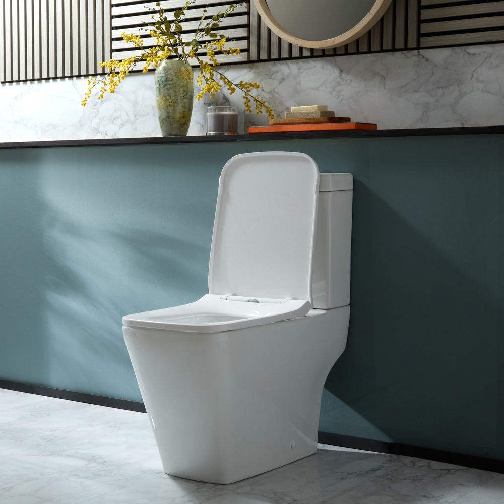 Milano Longton - Modern Close Coupled Toilet with Soft Close Seat - Choice of Flush Button Finish