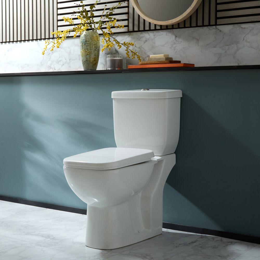 Milano Hatton - Modern Close Coupled Toilet with Soft Close Seat and Chrome Flush Button