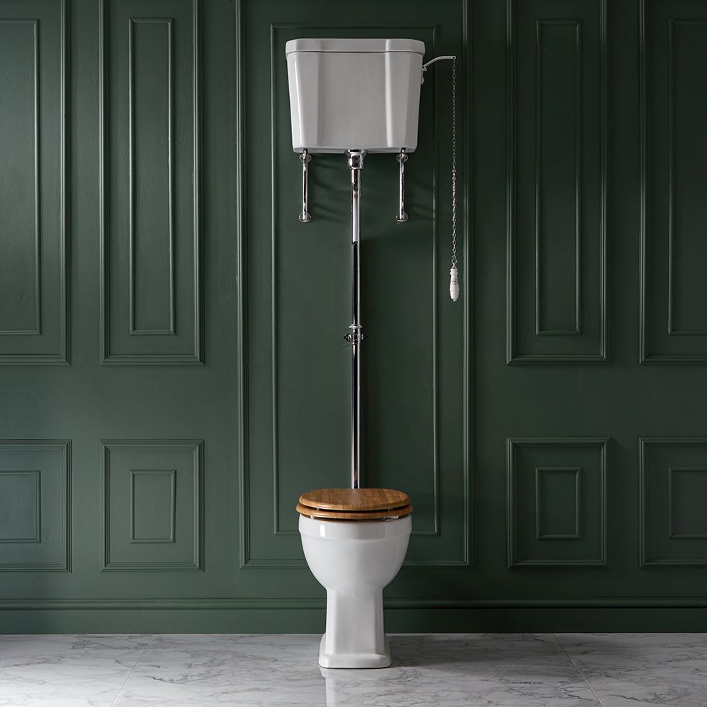 Milano Richmond - Traditional Comfort Height High Level Toilet with Cistern and Oak Seat - Choice of Finish