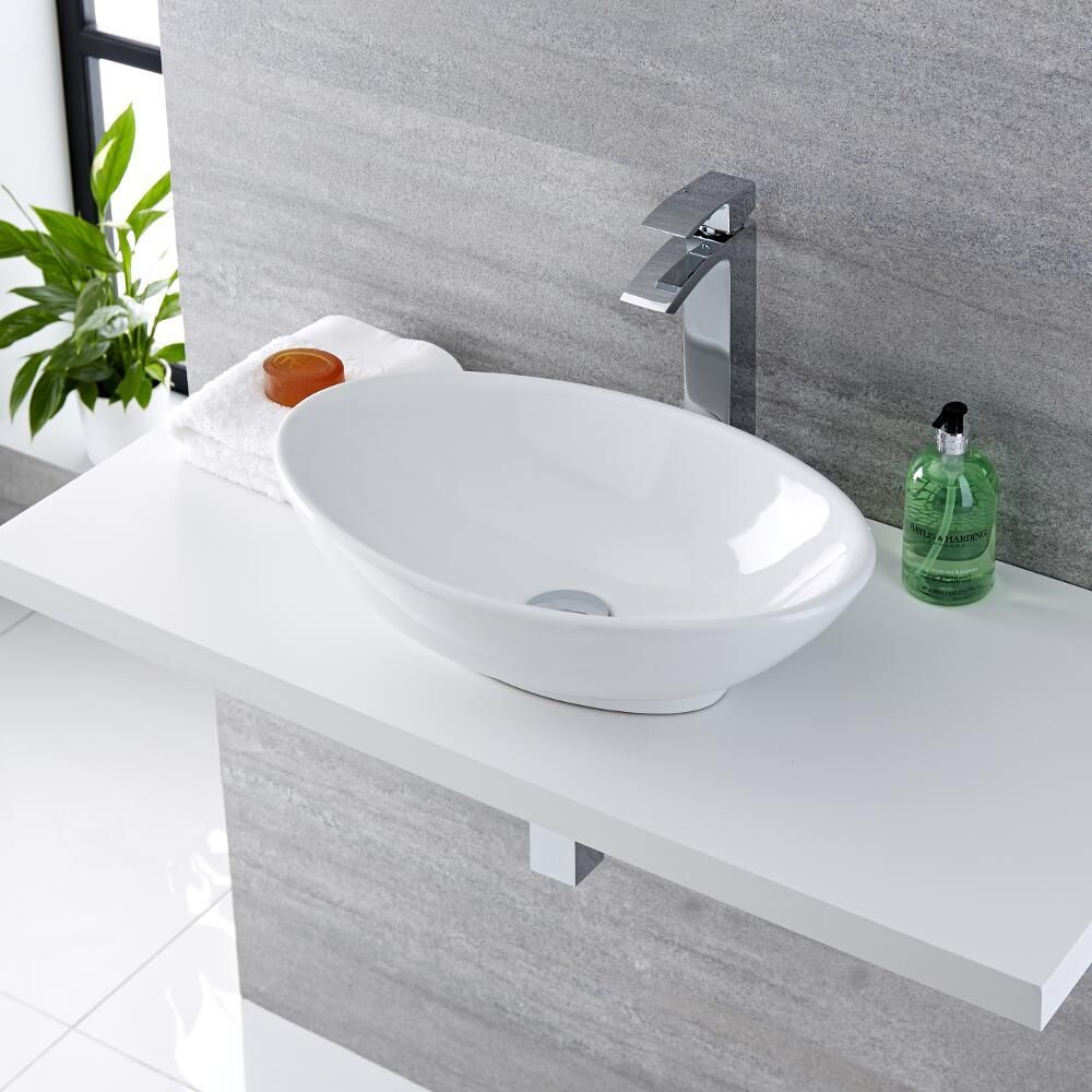HR Kenton Oval Counter Top with Razor High Rise Basin Mixer