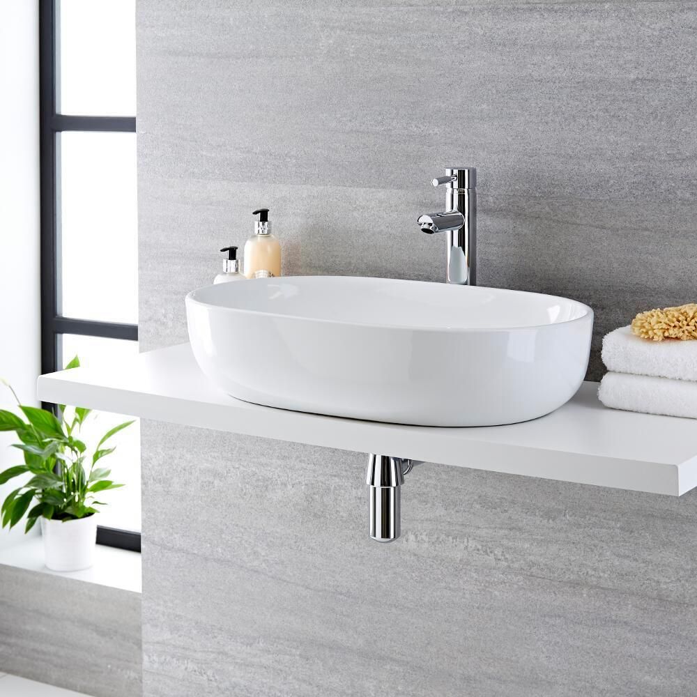 590X425mm Oval Ceramic Counter Top Basin
