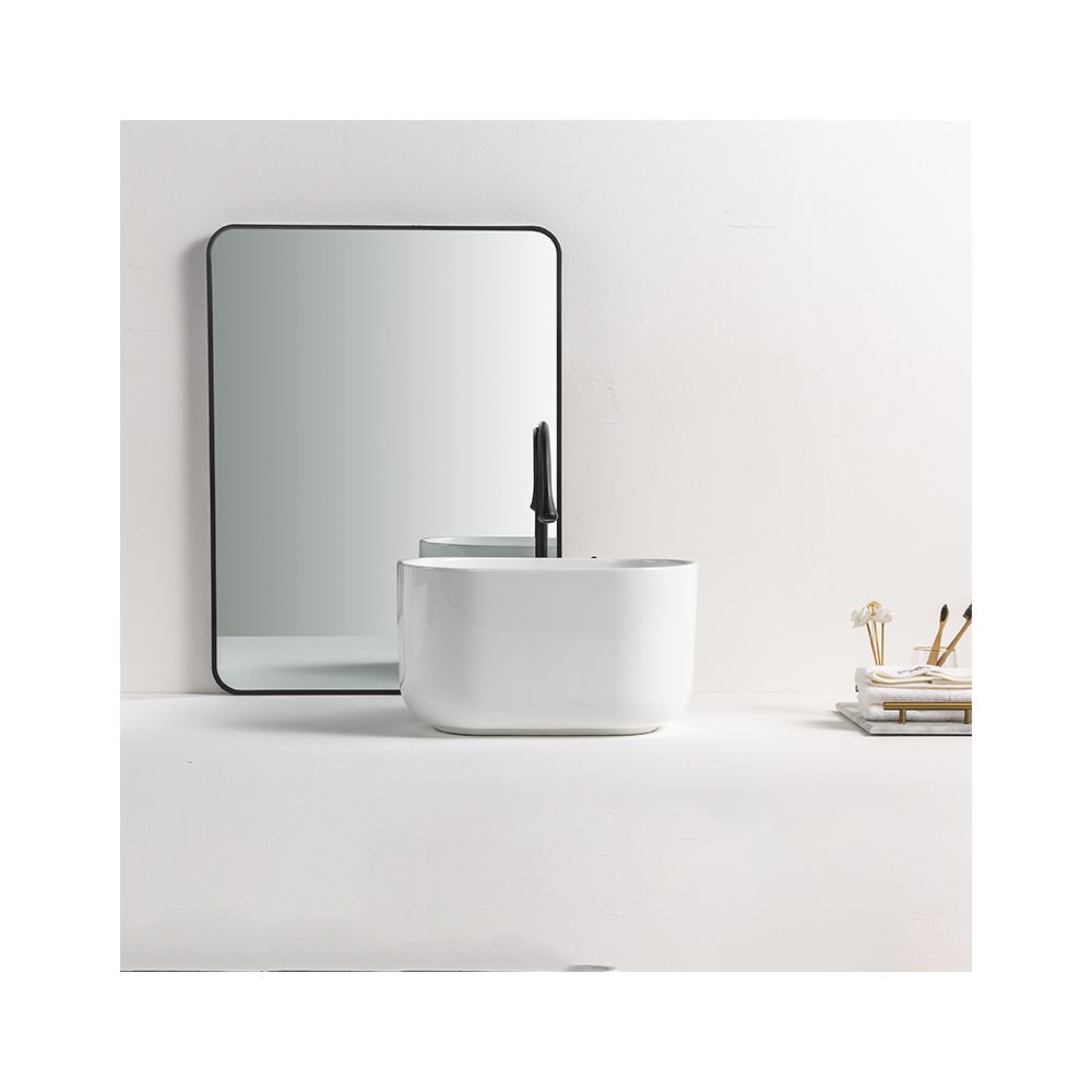 Milano Hemsby - White Modern Oval Countertop Basin - 460mm x 350mm (No Tap-Holes)