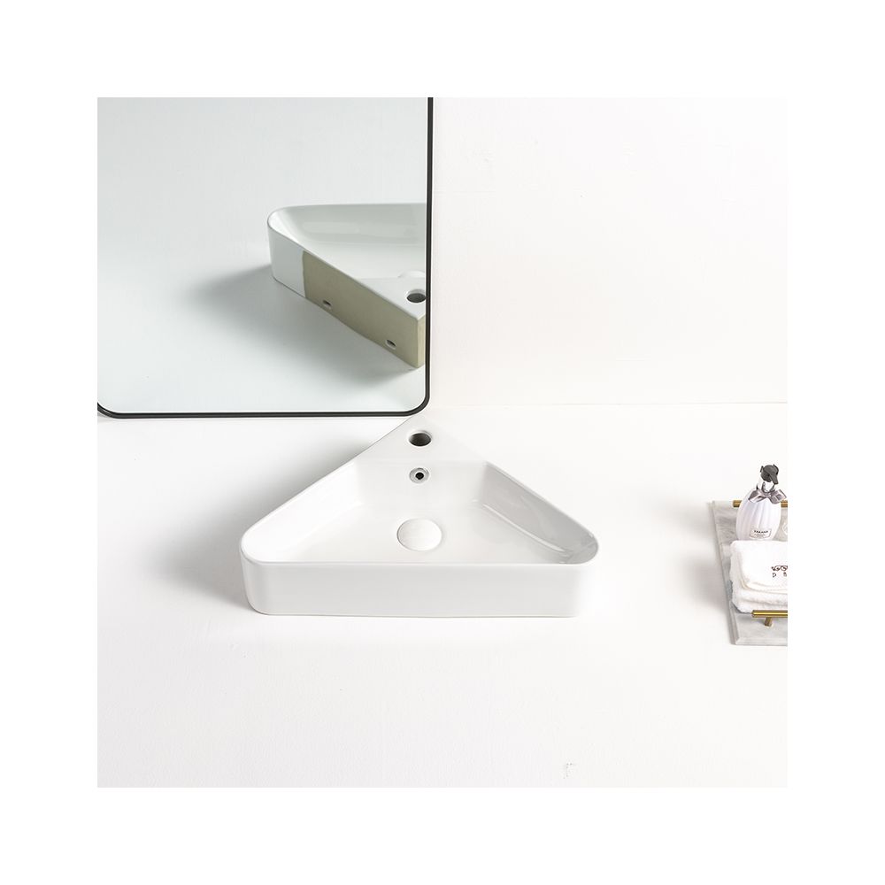 Milano Brixton - White Modern Corner Countertop Basin - 560mm x 345mm (1 Tap-Hole)