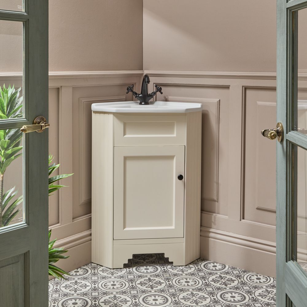 Milano Thornton - 580mm Traditional Cloakroom Corner Vanity Unit with Basin - Choice of Finish and Handles