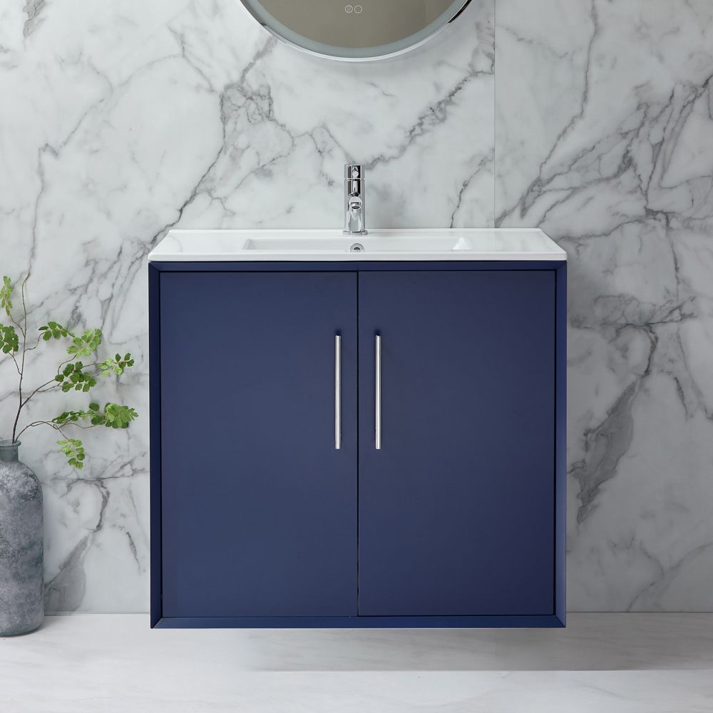 Milano Edge - Wall Hung Modern Vanity Unit with Basin - Choice of Size, Finish and Handles