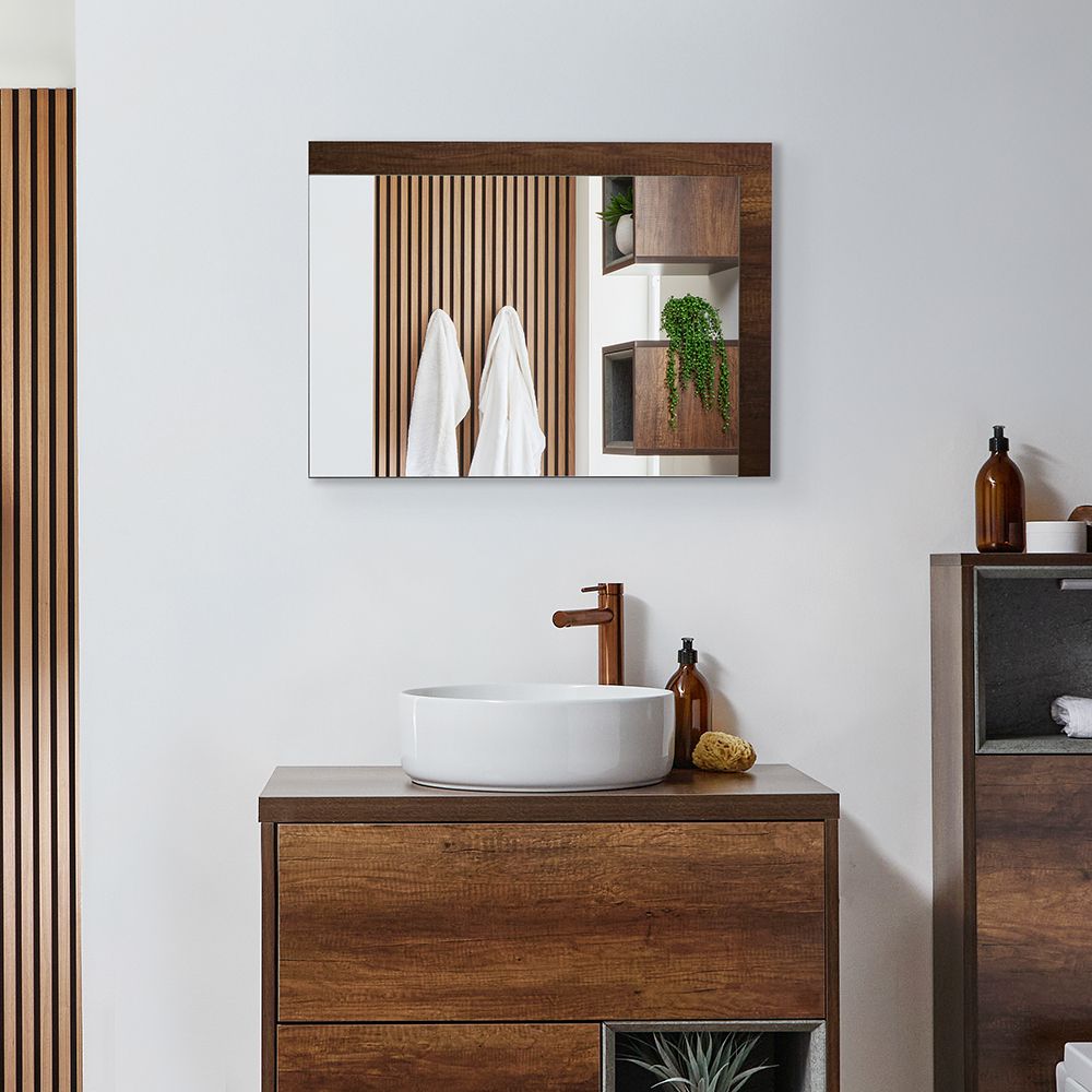 Milano Bexley - Dark Oak Modern Wall Hung Mirror - 700mm x 500mm