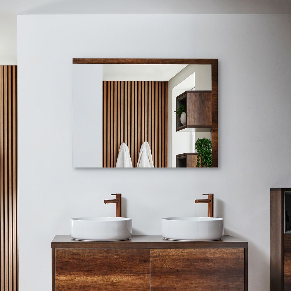 Milano Bexley - Dark Oak Modern Wall Hung Mirror - 1000mm x 750mm