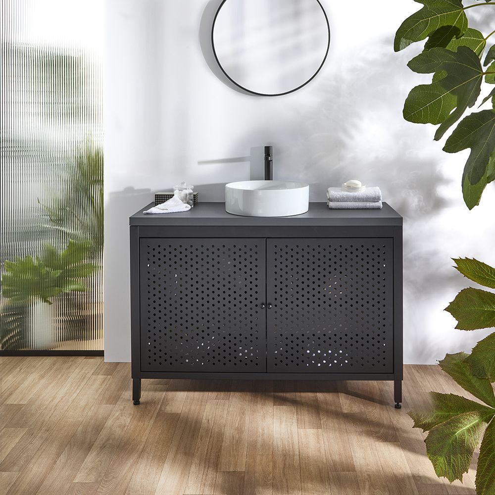 Milano Beswick - Black Metal 1200mm Vanity Unit - Choice of Basin and Countertop Finish