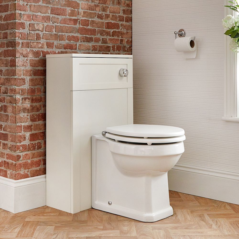 Milano Thornton - Smoke Grey Traditional 500mm WC Unit with Back to Wall Toilet, Cistern and Seat
