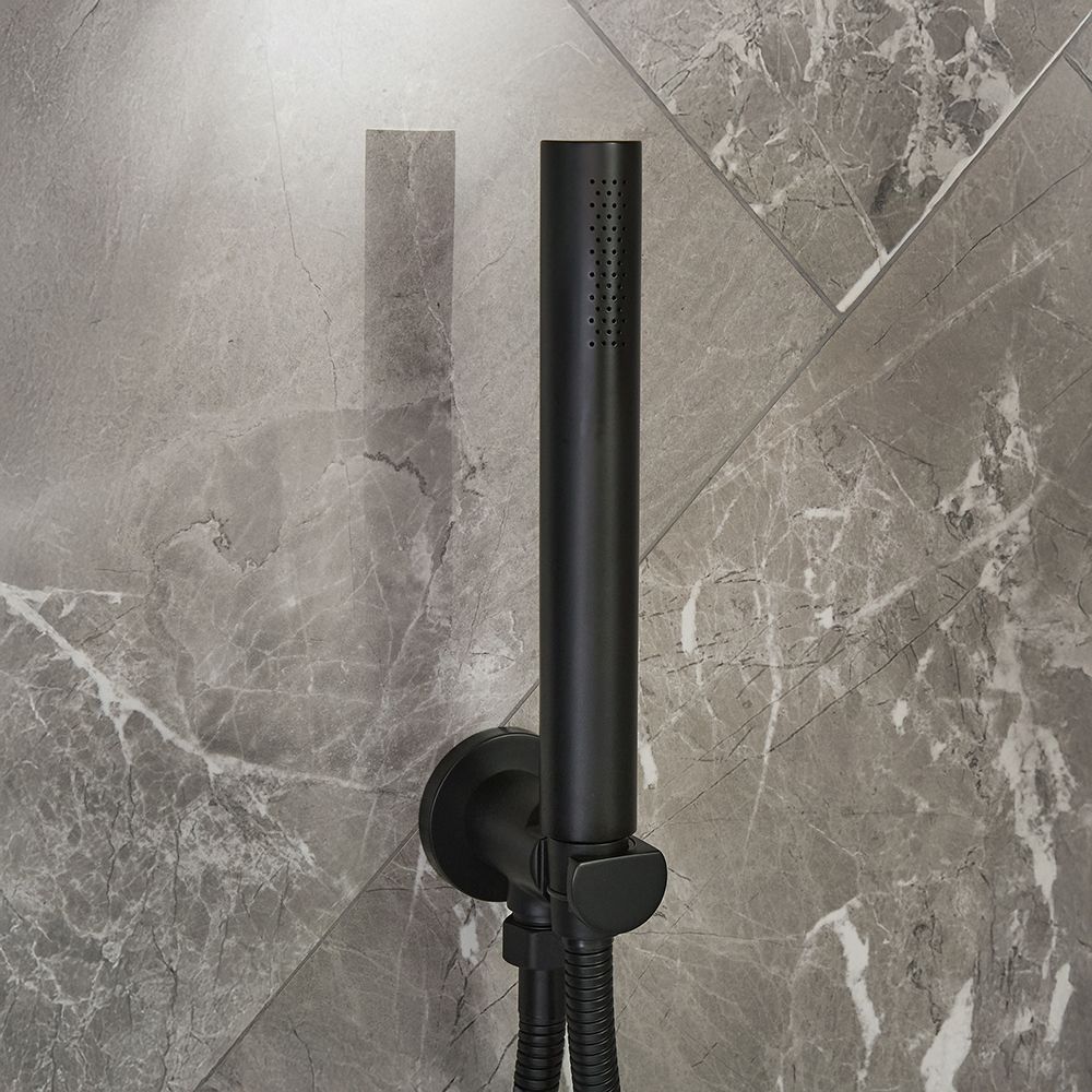 Milano Otto - Round Pencil Hand Shower with Wall Bracket and Integrated Outlet Elbow - Choice of Finish