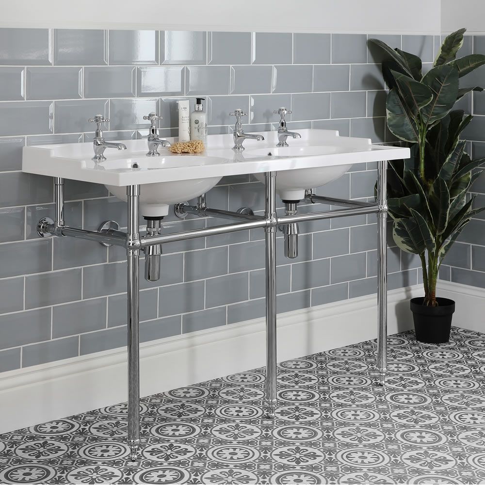 Milano Elizabeth - 1200mm Traditional Basin and Chrome Washstand