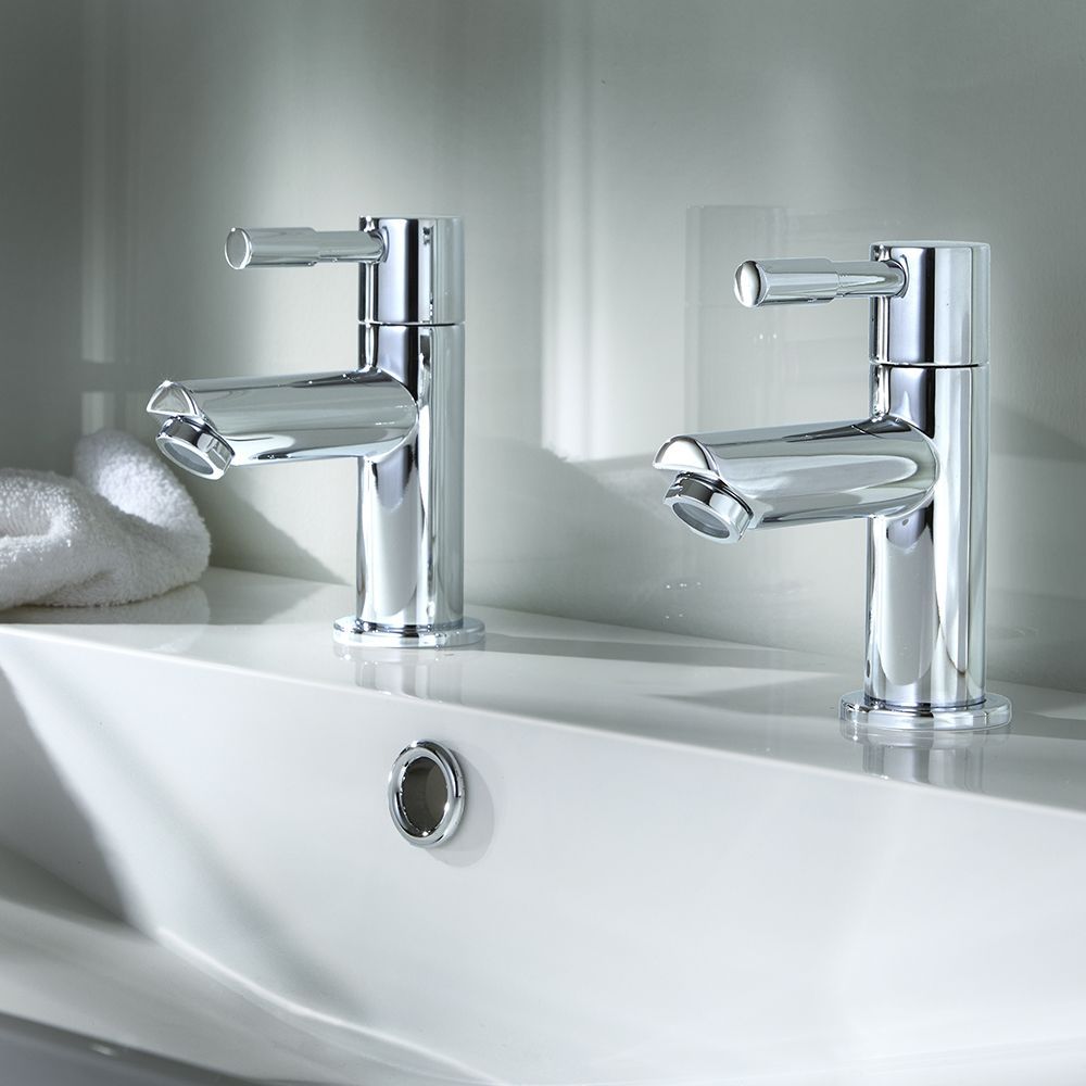 Milano - Modern Basin Pillar Taps - Choice of finish