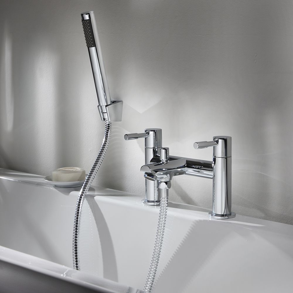 Milano - Modern Bath Shower Mixer Tap with Hand Shower - Choice of Finish