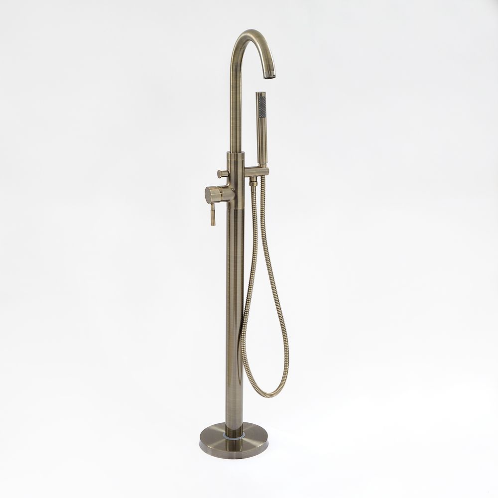 Milano Clarus - Modern Freestanding Bath Shower Mixer Tap with Hand Shower - Aged Gold