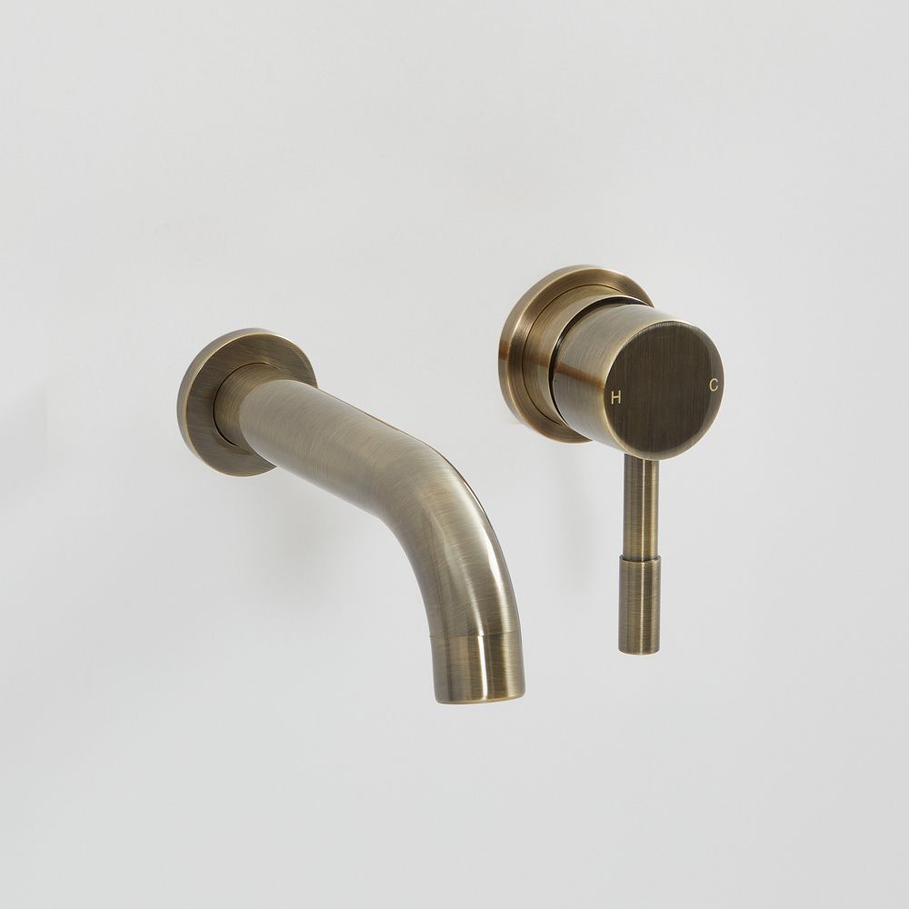 Milano Clarus - Modern Wall Mounted Basin Mixer Tap - Aged Gold