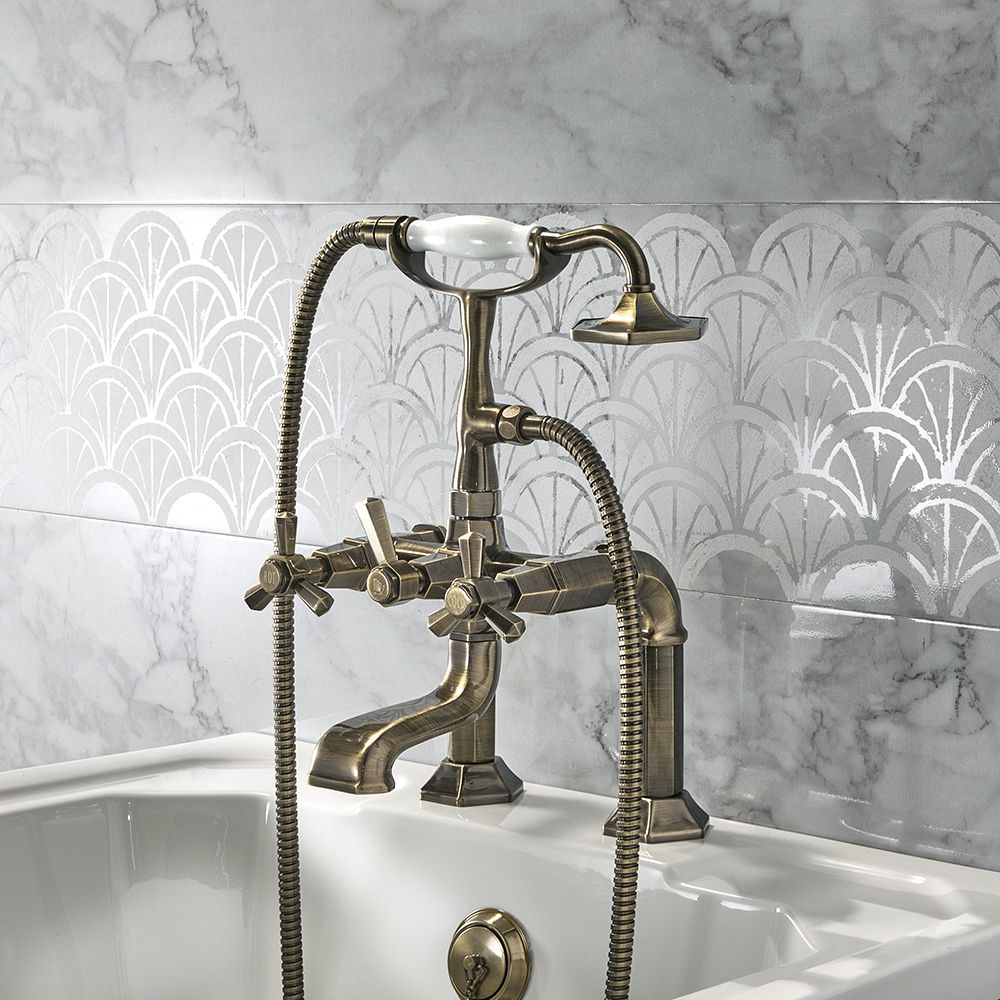 Milano Earlham - Art Deco Deck Mounted Bath Shower Mixer Tap - Choice of Finish