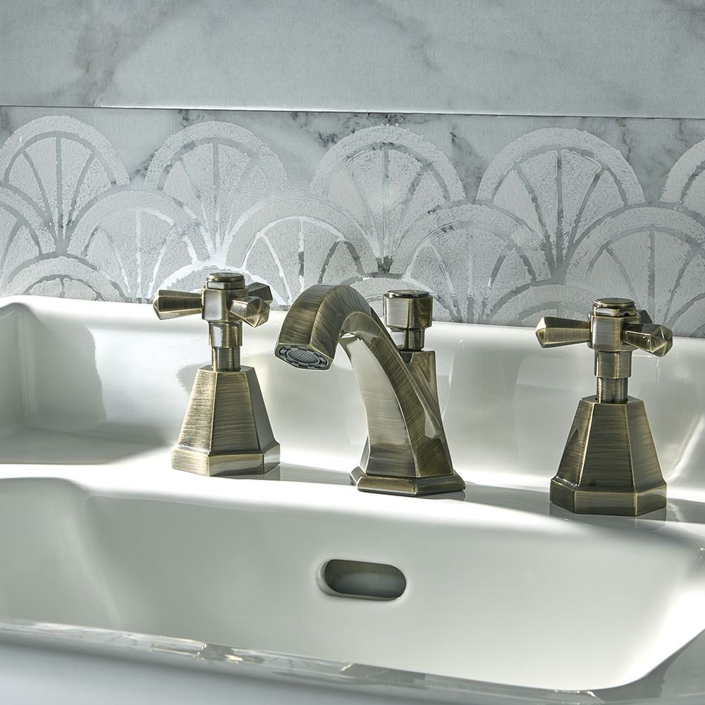 Milano Earlham - Art Deco 3 Tap-Hole Basin Mixer Tap - Choice of Finish