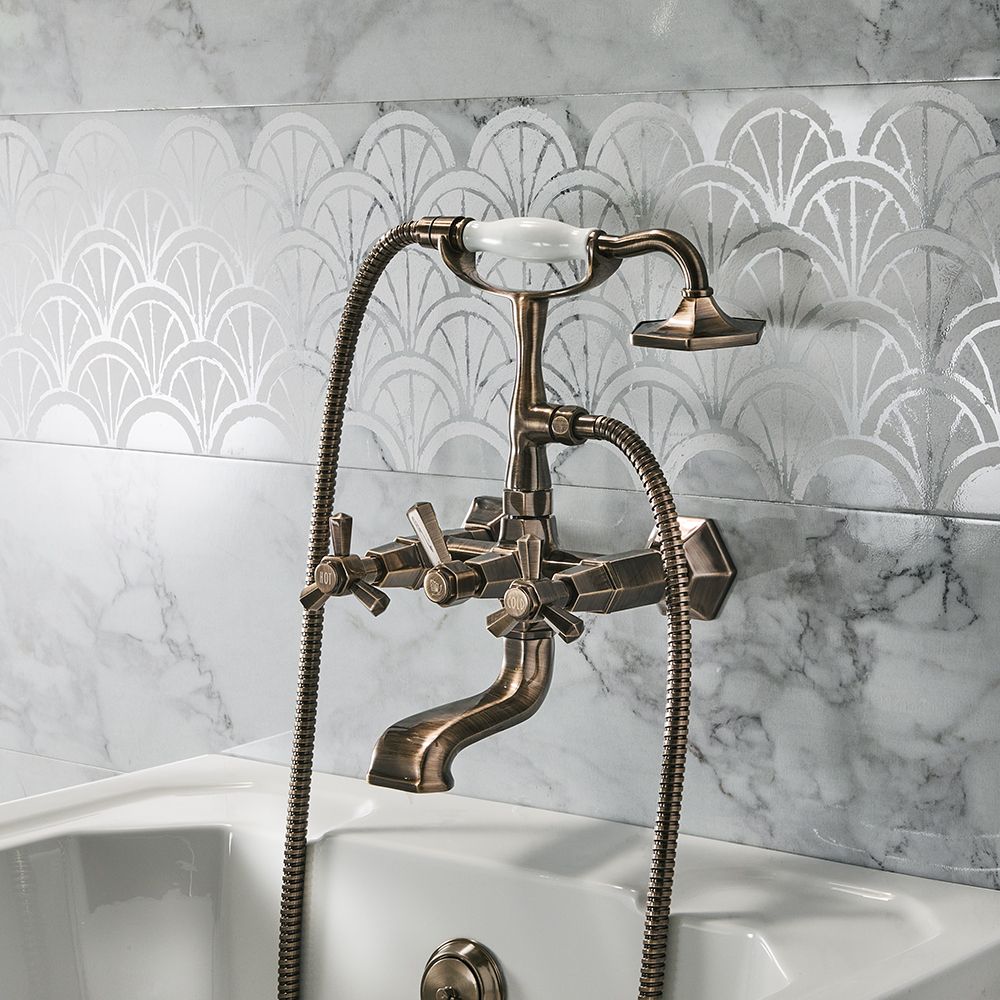 Milano Earlham - Art Deco Wall Mounted Bath Shower Mixer Tap - Choice of Finish