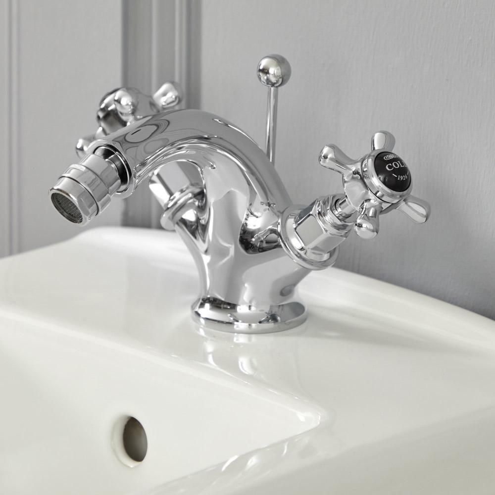 Milano Elizabeth - Traditional Crosshead Mono Bidet Mixer Tap - Chrome and Black
