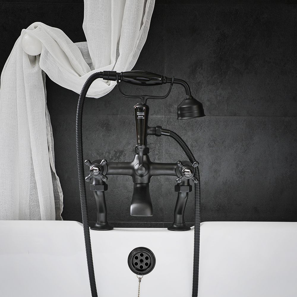 Milano Elizabeth - Traditional Crosshead Bath Shower Mixer Tap - Black