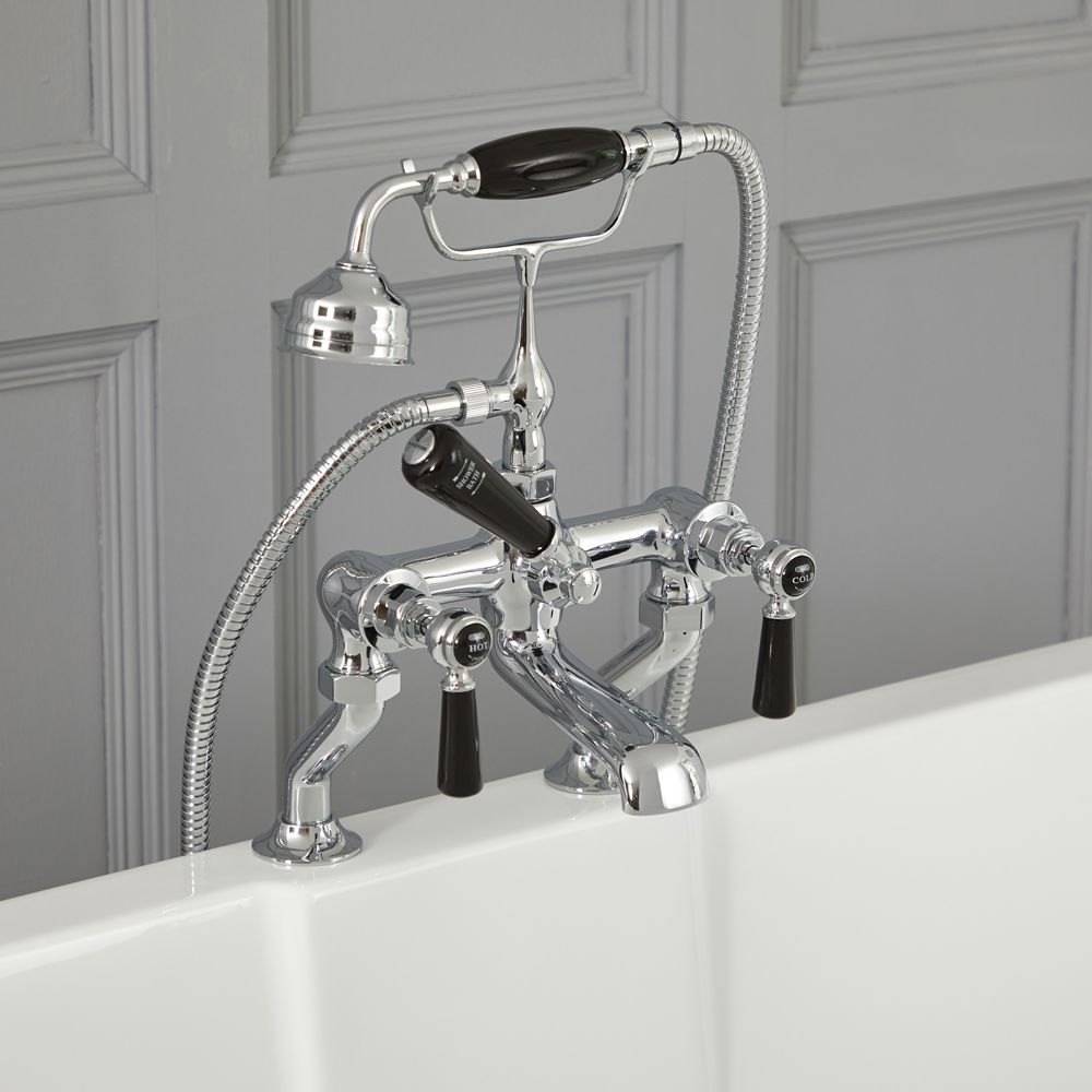 Milano Elizabeth - Traditional Lever Bath Shower Mixer Tap - Chrome and Black
