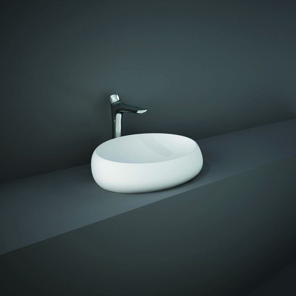 RAK Cloud - Matt White Modern Oval Countertop Basin - 580mm x 400mm (No Tap-Holes)
