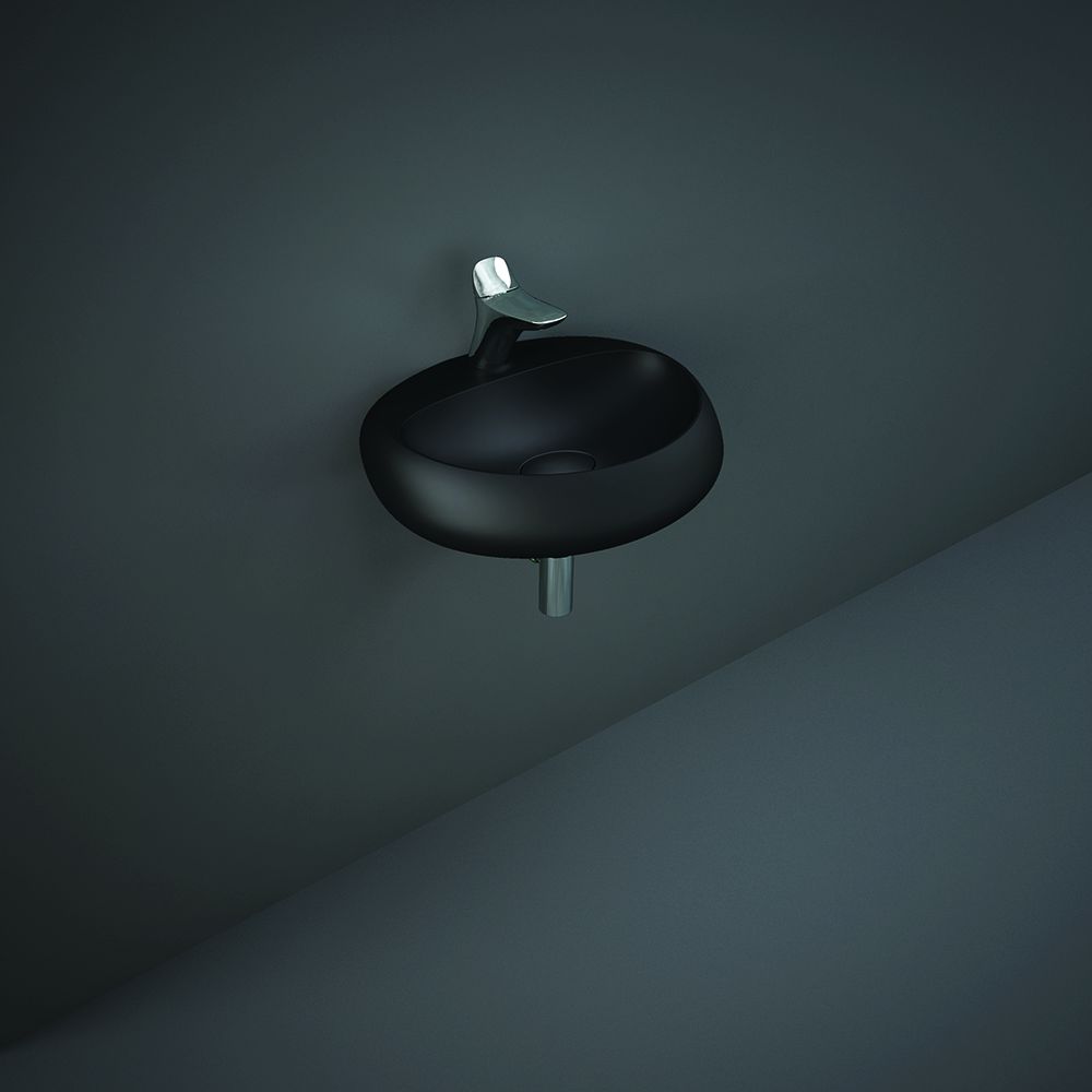 RAK Cloud - Matt Black Modern Wall Hung Basin - 550mm x 425mm (1 Tap-Hole)