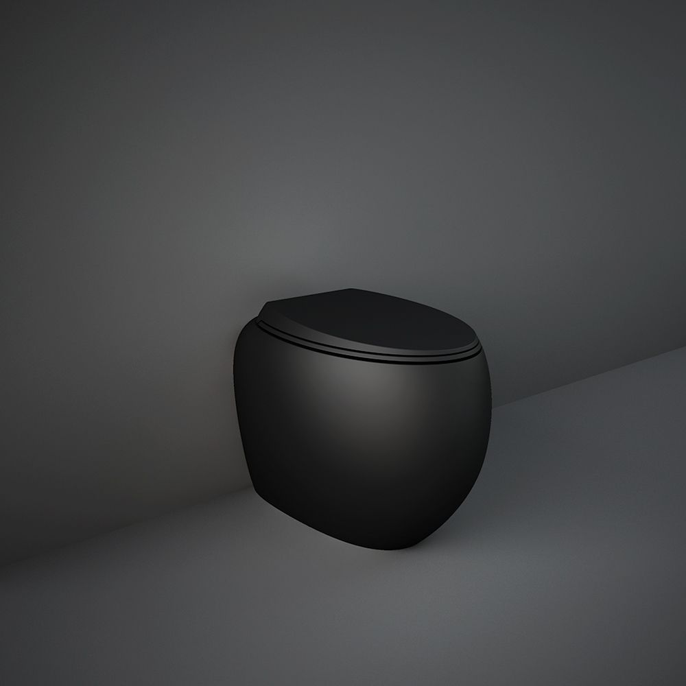 RAK Cloud - Matt Black Modern Rimless Back to Wall Toilet with Soft Close Seat