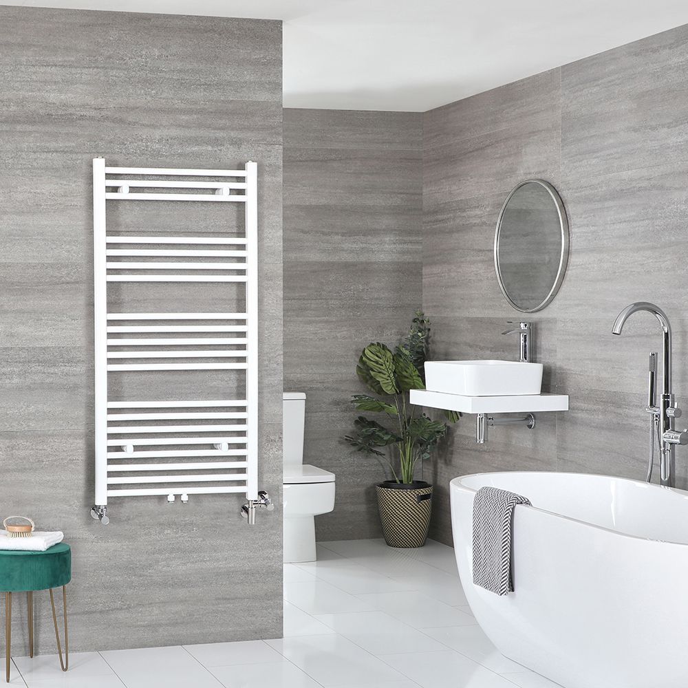 Milano Neva Dual Fuel - White Heated Towel Rail - Choice of Size