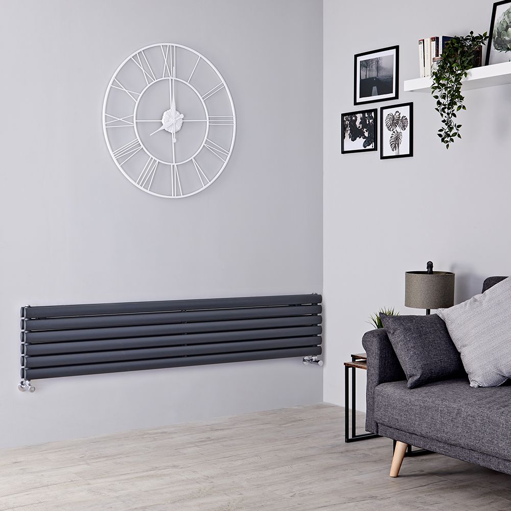 Milano Aruba - Anthracite Horizontal Designer Radiator - 354mm x 1600mm (Double Panel)