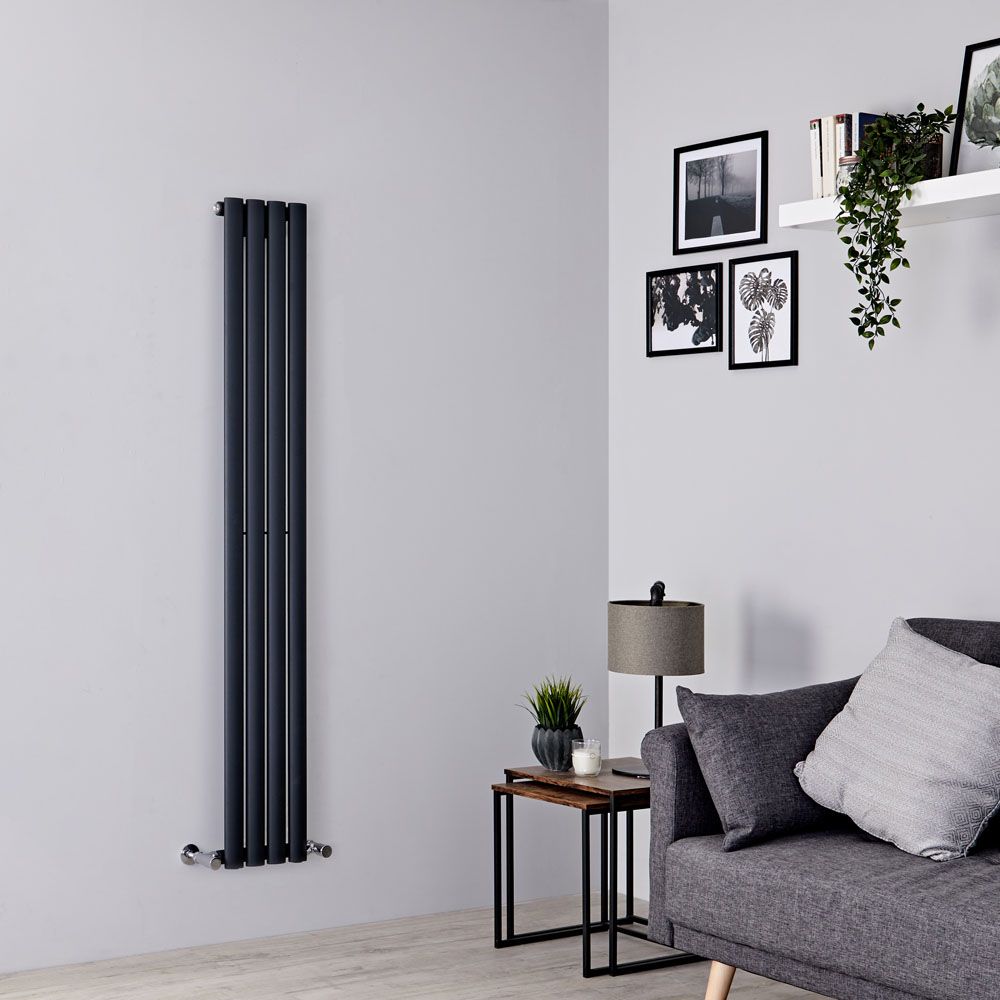 Milano Aruba Slim - Anthracite Space-Saving Vertical Designer Radiator - 1600mm x 236mm (Single Panel)
