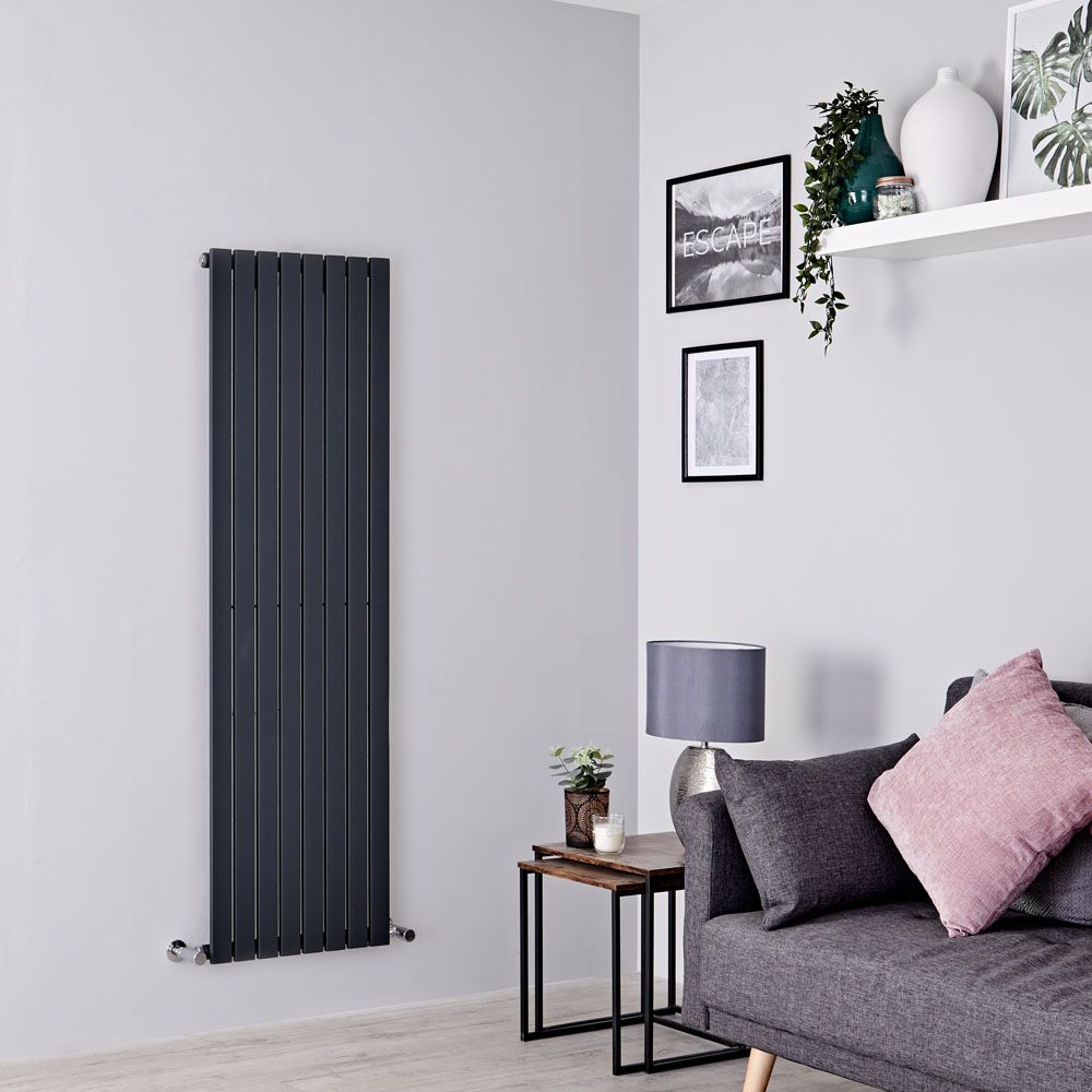 Milano Capri - Anthracite Flat Panel Vertical Designer Radiator - 1600mm x 472mm (Single Panel)