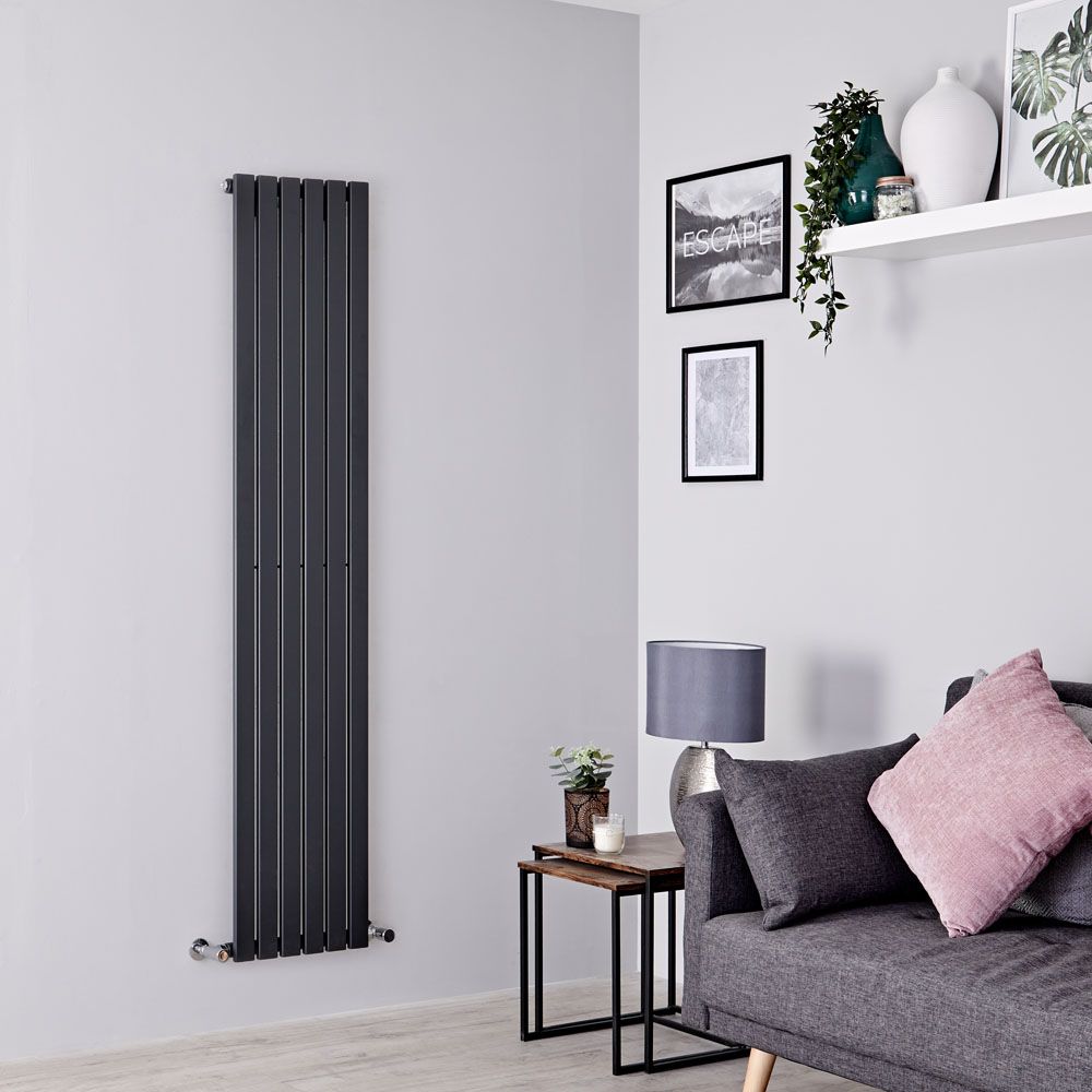Milano Capri - Anthracite Flat Panel Vertical Designer Radiator - 1600mm x 354mm (Single Panel)