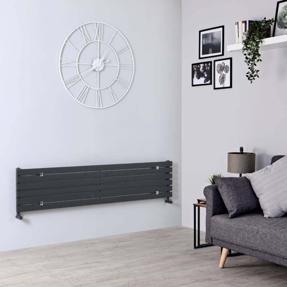 Milano Capri - Anthracite Flat Panel Horizontal Designer Radiator - 354mm x 1600mm (Single Panel)