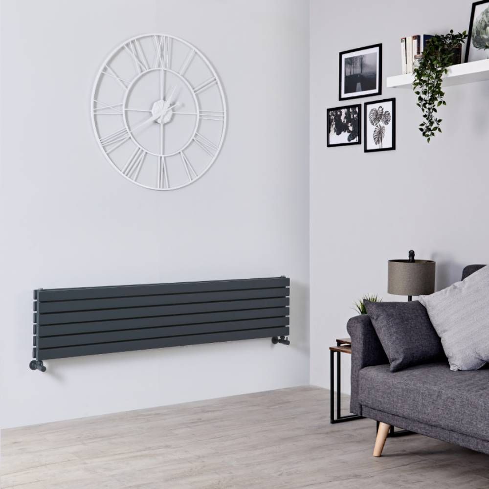 Milano Capri - Anthracite Flat Panel Horizontal Designer Radiator - 354mm x 1600mm (Double Panel)
