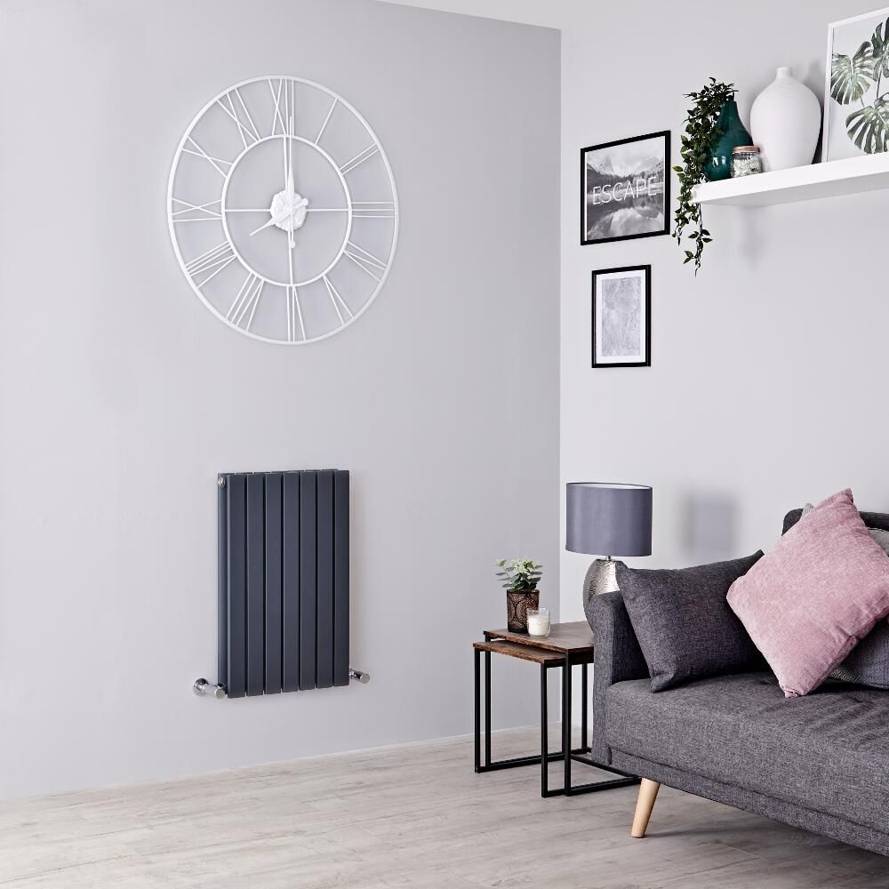 Milano Capri - Anthracite Flat Panel Horizontal Designer Radiator - 635mm x 413mm (Double Panel)