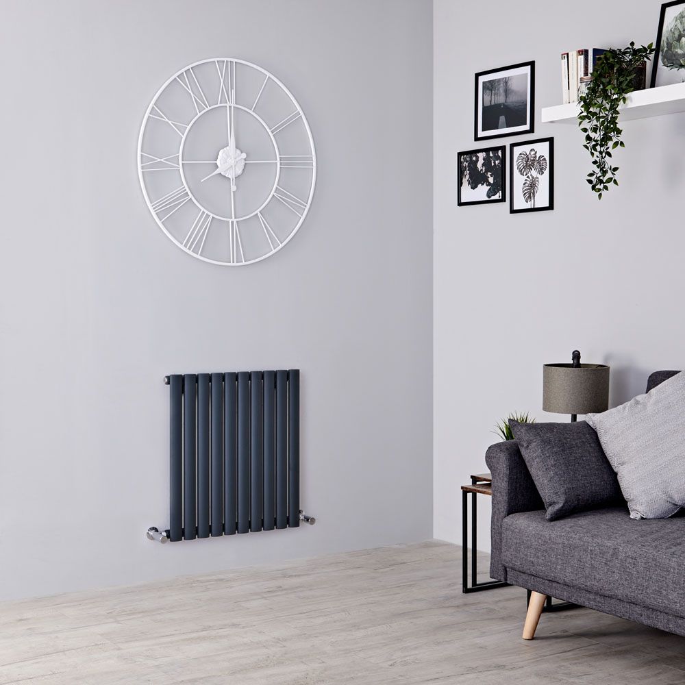 Milano Aruba - Anthracite Horizontal Designer Radiator - 635mm x 590mm (Single Panel)