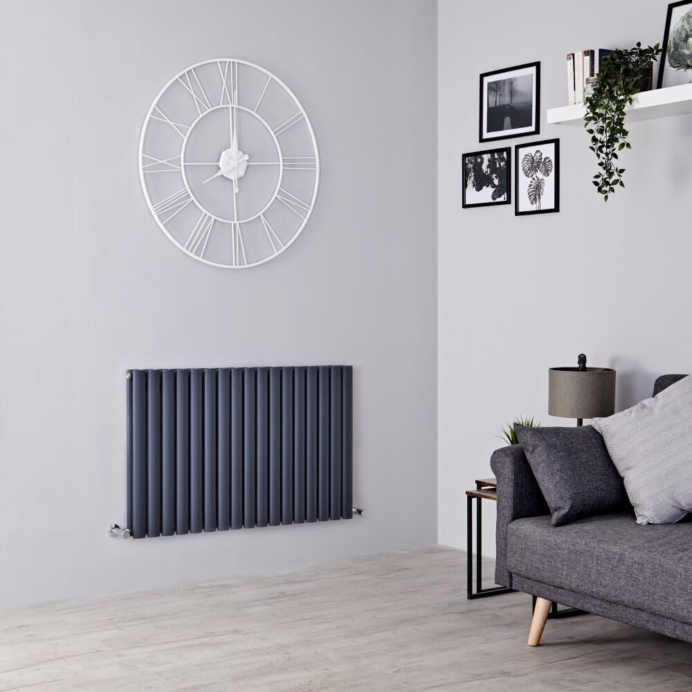 Milano Aruba - Anthracite Horizontal Designer Radiator - 635mm x 1000mm (Double Panel)