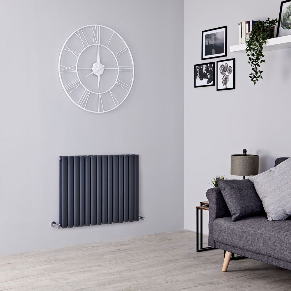 Milano Aruba - Anthracite Horizontal Designer Radiator - 635mm x 826mm (Double Panel)