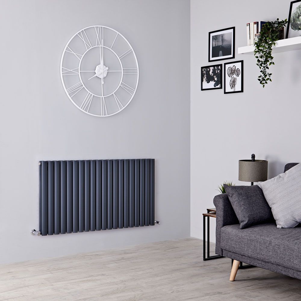 Milano Aruba - Anthracite Horizontal Designer Radiator - 635mm x 1180mm (Double Panel)
