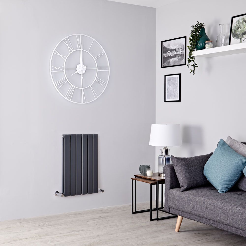 Milano Alpha - Anthracite Flat Panel Horizontal Designer Radiator - 635mm x 420mm (Double Panel)