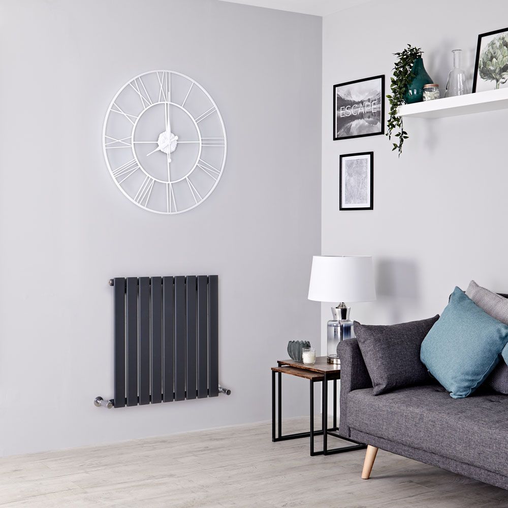 Milano Alpha - Anthracite Flat Panel Horizontal Designer Radiator - 635mm x 630mm (Single Panel)