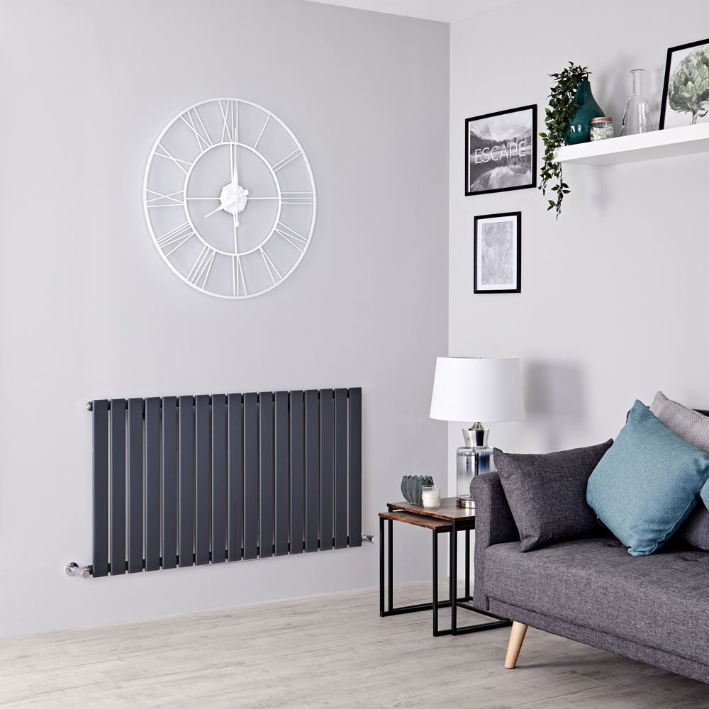 Milano Alpha - Anthracite Flat Panel Horizontal Designer Radiator - 635mm x 1190mm (Single Panel)